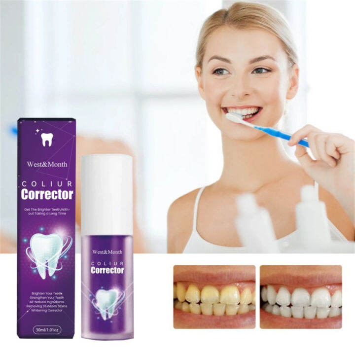 Purple Whitening Gel Toothpaste Teeth Whiten Cleaning tartar Yellow ...