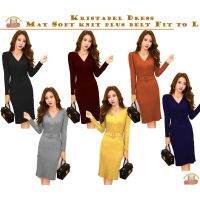 COD SDFGERTYTRRT Indo Knitting Star Kristabel Dress Knit Plus Belt Dress Women Knitted