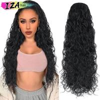 IZA 30/80cm Synthetic Kinky Curly Ponytail Extensions Long Drawstring Ponytail Soft Human Hair Feeling Clip In Hair Extensions