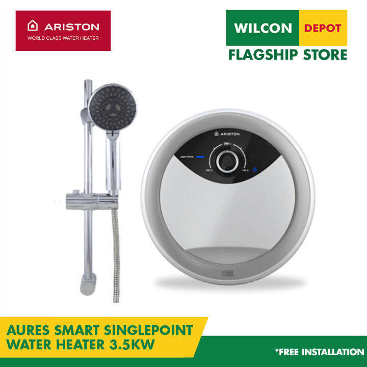 ARISTON Aures RMC35E-BS Smart Single Point Water Heater 3.5Kw by Wilcon  Depot | Lazada PH