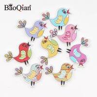 50Pcs Birds Pattern Sewing Accessories Wooden Buttons For Clothes Knitting Crafts Scrapbooking DIY Needlework Decoration 19x23mm Haberdashery