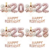 20ชิ้นหวาน20 21 22 23 24 25 26 27 28 29ปีลูกโป่งวันเกิดแบนเนอร์เด็กหญิงกุหลาบชุดแต่งหน้าเค้กรูปขวดแชมเปญบอลของตกแต่งงานปาร์ตี้