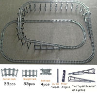 เมืองรถไฟแทร็คที่มีความยืดหยุ่น Trein สองชั้นติดตามรถไฟตรงโค้งรางเข้ากันได้ทุกยี่ห้ออาคารบล็อกอิฐรุ่น