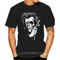 เสื้อยืดผ้าฝ้าย พิมพ์ลาย ROCKABILLY TATTOO HIPSTER BARBER STYLE SKULL JLdghf69HIppoa72 สําหรับผู้ชาย  2SUB