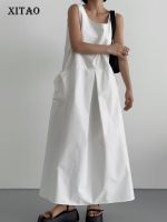 XITAO Dress Loose Sleeveless Solid Color Women Dress