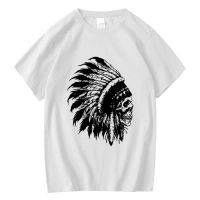 Xin Yi Men 100 Cotton Tshirt Indian Head Print T Shirt Loose Hiphop Men Cool Comfortable Gildan