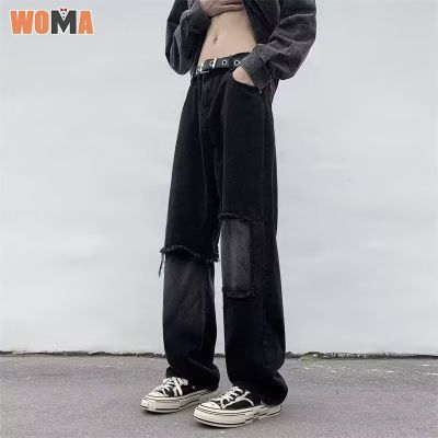 WOMA    กางเกงยีนส์ผู้ชายแฟชั่นวินเทจทันสมัย