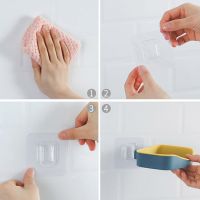 ♞ 1pc Soap Dish Shower Soap Holder Wall Mount Drain Soap Box PP Strong Stick Suction 13cmx10cmx3cm Bathroom Kitchen Products