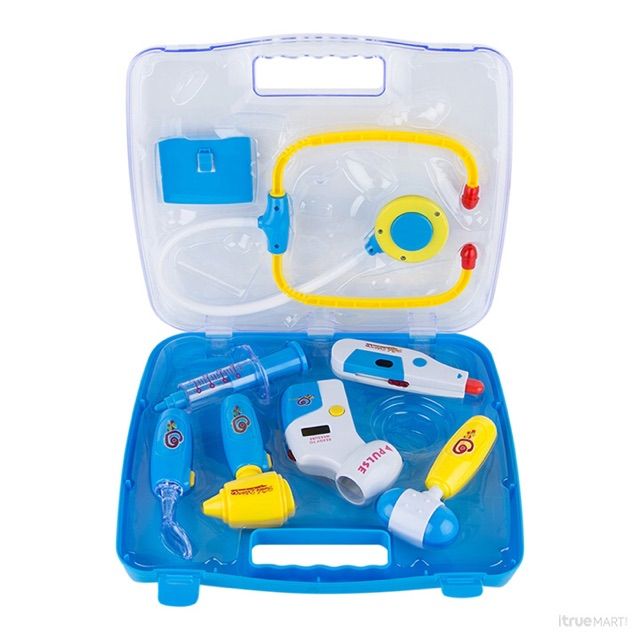 ชุดหมอของเด็ก-หมอของเล่น-อุปกรณ์คุณหมอ-ตรวจหมอ-มีเสียงมีไฟ-ชุดหมอสีฟ้า
