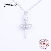 Pekurr 925เงินสเตอร์ลิงเต้นบัลเล่ต์นักบัลเล่ต์จี้สร้อยคอสำหรับผู้หญิงเครื่องประดับโซ่เงิน