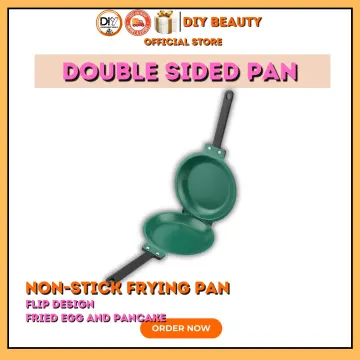 Double Side Pan, Haofy Double Side Non-Stick Ceramic Coating Flip Frying Pan Pancake Maker Household Kitchen Cookware (Green)