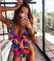 Floral print bikini 2021 Plus size bodysuits swimwear female White Push up woman swimsuit monokini women bathers XL