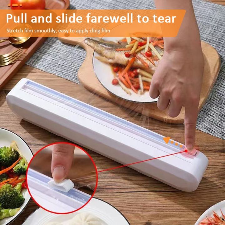 plastic-sharp-cutter-storage-holder-punch-free-fixing-food-wrap-organizer-cutter-foil-cling-film-wrap-dispenser-kitchen-tool