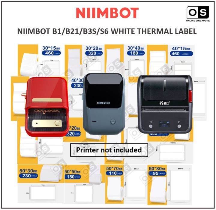 Niimbot B1/B21/B3S/S6 Label Printer Wireless Bluetooth Thermal Label ...