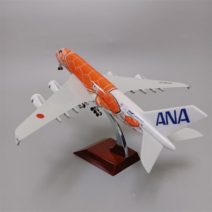 18-20cm-alloy-metal-japan-air-ana-airbus-a380-cartoon-sea-turtle-airlines-orange-diecast-airplane-model-plane-aircraft-w-wheels