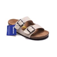 Birkenstocks two buckle suede beige slippers รองเท้าแตะ แท้จากช็อปเกาหลี