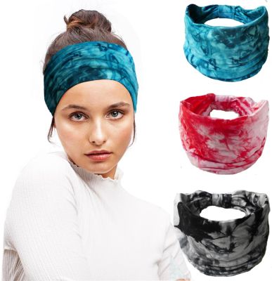 【CC】 Tie Dye BOHO Wide Cotton Stretch Headband Fascinator Hair Accessories Turban Headwear Bandage Bands Bandana Headpiece