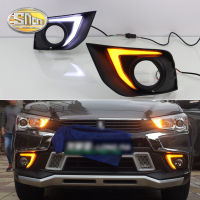 SNCN ไฟหน้ารถยนต์ LED 12V 2ชิ้นสำหรับ Mitsubishi ASX Sport 2017 2018 Daylights แบบไดนามิกสัญญาณไฟสีเหลืองไฟตัดหมอก DRL