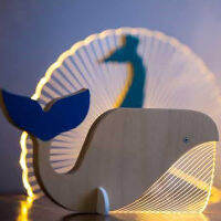 สัตว์ LED Night Light ไม้อะคริลิคตารางไฟตกแต่งสำหรับเด็กทารกโคมไฟข้างเตียง Pelican Sirius Whale Toucan