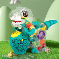 Transparent Gear Dinosaur Electric Plastic Tyrannosaurus Rex Toy With Light Music Interactive Toys for Kids Birthday Gifts