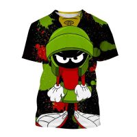 2023 NEWSummer ใหม่ผู้ชายแขนสั้นแฟชั่นรอบคอ Marvin Martian ภาพแขนสั้น3D เสื้อยืดผู้ชายแฟชั่น Casual