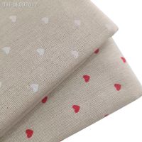 ☏✎ Heart Pattern Linen And Cotton Fabrics Canvas Material Linen Cotton Patchwork Fabric Telas Sewing Cloth for Clothing Textile