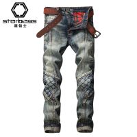 New 2023 Spring Fashion Mens Jeans No Ironing Treatment Denim Pants Youth Popular Mid-Waist Casual Pants