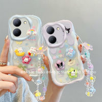 ใหม่ เคสโทรศัพท์ VIVO Y27 Y36 T1x Y33T Y33s Y21T Y21A Y21s Y21s 4G 5G เคส Case INS น่ารักการ์ตูนกระต่าย3D รุ้งเคสนิ่มกันกระแทกครีมพร้อมสร้อยข้อมือดอกไม้2023