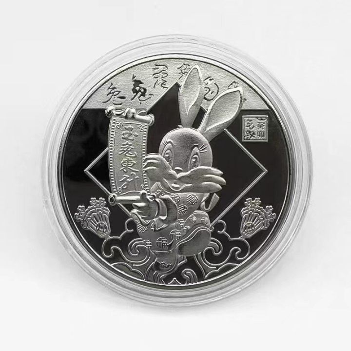 2023-new-year-of-the-rabbit-commemorative-coin-chinese-zodiac-coins-collectibles-painted-gold-medals-gift-souvenir-coins