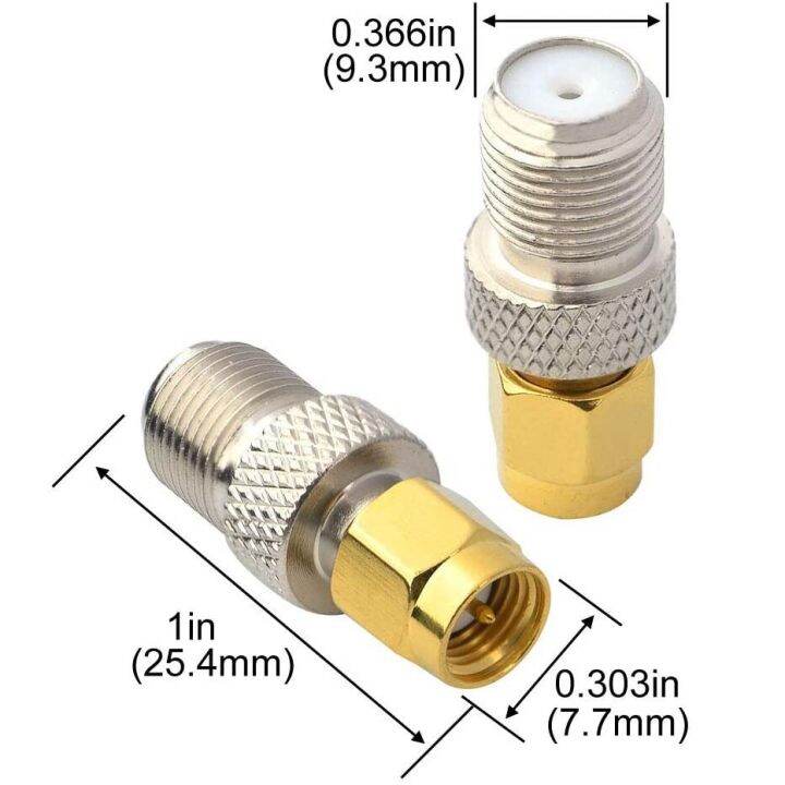 2pcs-1pc-f-type-female-jack-to-sma-male-plug-straight-rf-coaxial-coax-adapter-connector-electrical-connectors