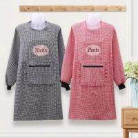 [COD] Household fashion long-sleeved kitchen cooking womens adult pure overcoat waterproof and oil-proof jacket overalls zipper