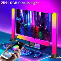 ไฟ LED เสียงดนตรี RGB โคมไฟซิมโฟนีควบคุมด้วยแอปจังหวะดนตรีแสงไฟสีไฟประดับบ้านหลอดไฟแอลอีดีสำหรับบาร์โดยรอบ