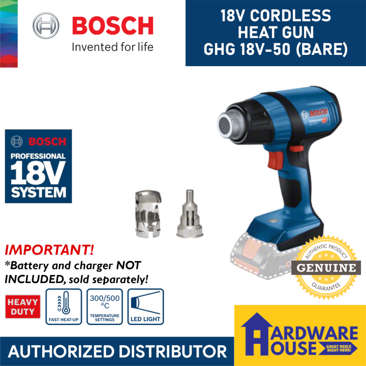 ORIGINAL Bosch 18V Cordless Heat Gun GHG 18V-50 Portable Fast Heating Hot  Air Blower Heater With Nozzles BARE TOOL ONLY BATTERY u0026 CHARGER NOT  INCLUDED (BCRDLS18VSOL) / GHG 18-60 UPGRADED | Lazada PH