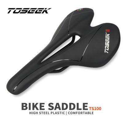 TOSEEK TS100พลาสติก/พีวีซีอานจักรยานชิ้นส่วนจักรยานขี่จักรยานหนังระบายอากาศกันน้ำและทนต่อการสึกหรอประเภทความสะดวกสบายอานจักรยานที่นั่งเบาะ7*7MmRail สีดำอุปกรณ์จักรยาน