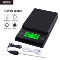 Multifunctional Hand Coffee Scale with Timer Temperature Probe Digital Kitchen Scale LCD Electronic Scale 1000G0.1G-2000G1G