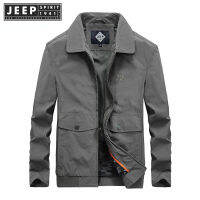 JEEP SPIRIT 1941 ESTD  เสื้อแจ็กเก็ตลำลองบุรุษ,เสื้อแจ็กเก็ตสีดำทรงหลวมสำหรับเล่นกีฬาปีนเขากิจกรรมกลางแจ้งแบบบางใหม่