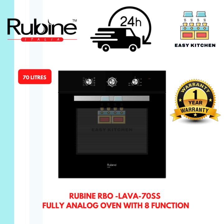 RUBINE RBOLAVA70SS BuiltIn Oven Full Glass with 8 Functions 70L Lazada