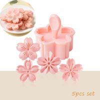 5pcs/set Sakura Cookies Mold Cherry Blossom Pink Biscuit Fondant Mold Cranberry Cookies Flower Shape Press Flower Baking Cutters Bread Cake  Cookie Ac