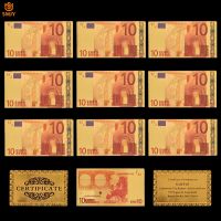 10Pcs Wholesale Replica Gold Foil Banknote Euro 10 Paper Money 24k Gold Banknote Note