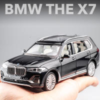 รถ SUV X7รถสำหรับเด็กแบบมีรถของเล่นไฟและเสียงแบบรถของเล่นหล่อ1:32 BMW หุ่นอัลลอย SUV