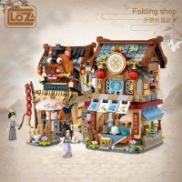 LOZ ร้านขายของชำต่อวิวถนนขนาดเล็กที่ต่อประกอบและพับได้ของเล่นแนวสตรีทสไตล์จีน