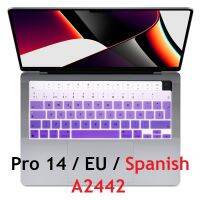 EU สเปน Rainbow สำหรับ MacBook Pro 14 2021 M1 A2442 Pro14 สเปน EU แป้นพิมพ์ซิลิคอนสำหรับ MacBook Pro14 a2442 ผิว-fkldqyfiopgjf