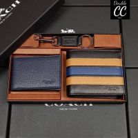 (แท้ ?%‼ Factory) 3-IN-1 WALLET WITH VARSITY STRIPE WITH KEY FOB LIMITED BOX