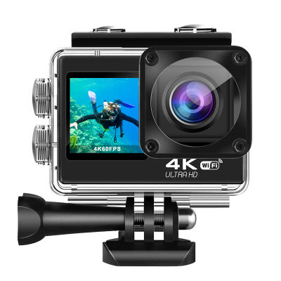 2023 Pro Action Camera 4K 60FPS EIS 2.0 Touch LCD หน้าจอคู่ WiFi รีโมทคอนลกันน้ำ4X ซูม Go Sports Camera