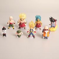 8Pcs/Set Q Version Dragon Ball Anime Figure Big Head Kawaii Son Gohan Broli Son Goko Standing Posture Dolls Ornaments Toy