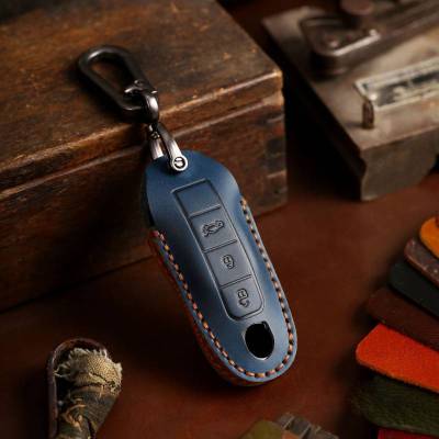 Luxury Leather Key Case Cover Fob Protect Car Accessories for Porsche Cayenne 718 958 Panamera 911 Macan Keychain Holder Keyring