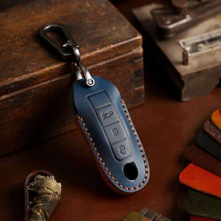 luxury-leather-key-case-cover-fob-protect-car-accessories-for-porsche-cayenne-718-958-panamera-911-macan-keychain-holder-keyring