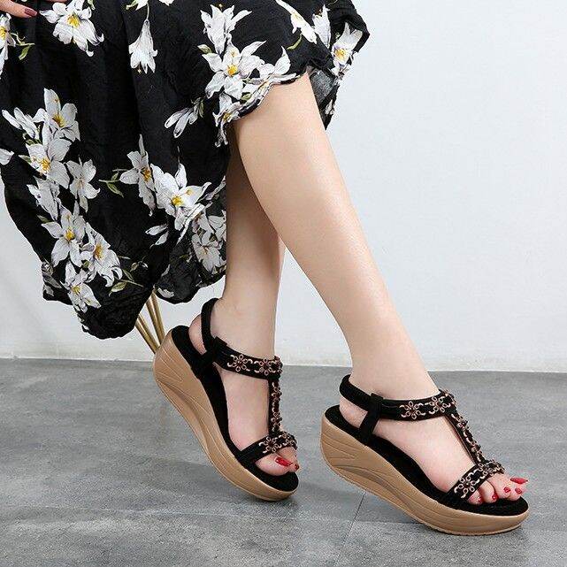 sepatu-wanita-soft-ladies-elastic-sandals-office-shoes-for-women-platforms-shoes