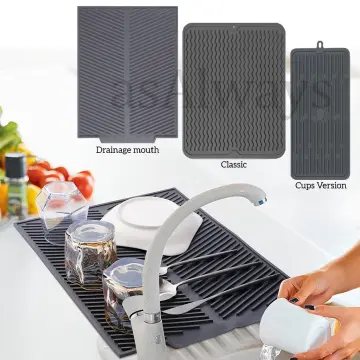 Dish Drying Mat for Kitchen Counter Easy Clean Silicone Drying Mat