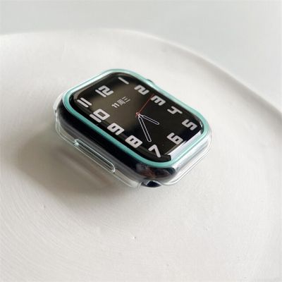 เคสเรืองแสงใหม่สำหรับนาฬิกา Apple ขนาด41มม. 45มม. 44มม. 40มม. ฝาครอบ Tpu ใสนุ่มสำหรับ Iwatch 7 6 Se 5 4 3 2 38มม. 42มม.